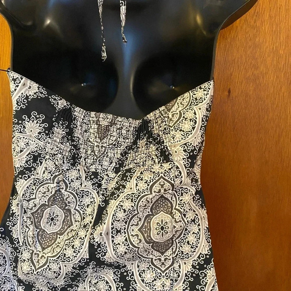 H&M Elegant Halter Neck Knee Length Dress Timeless Blue and White Baroque Print - Picture 14 of 16